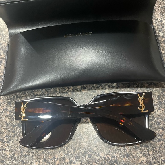 Saint Laurent Accessories - Saint Laurent Brown Sunglasses with Gold Accents